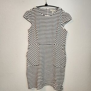 Lark & Ro Black and White Striped Midi Dress, Size XL